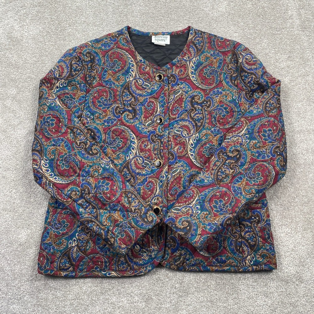 Barclay Square Quilted Paisley Print Button Front‎ Jacket Women's